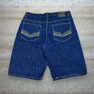 Vintage Y2K Skater Jean Shorts 38x14 Baggy Wide Leg Dark Wash 14" Inseam Jorts